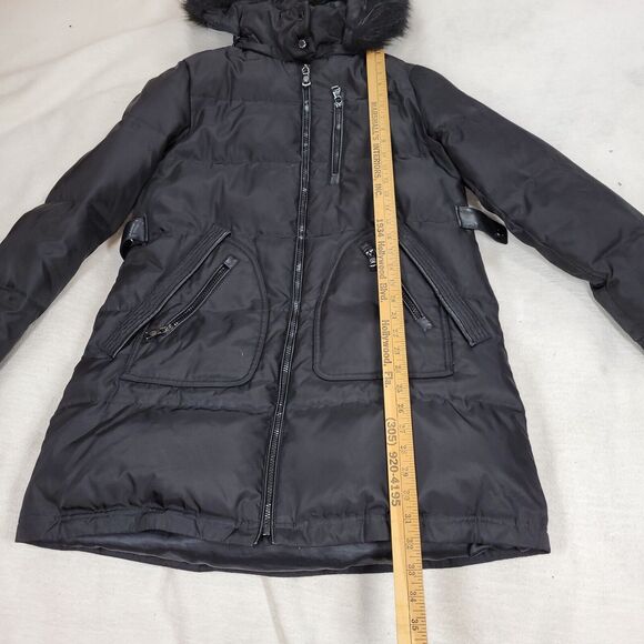 Vince Camuto Puffer Coat Womens Size Medium Black Faux Fur Goose Down Winter - Picture 4 of 16